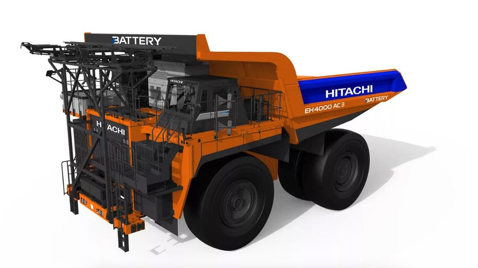 Giant Battery Powered Dump Truck Dumps Diesel For Electric