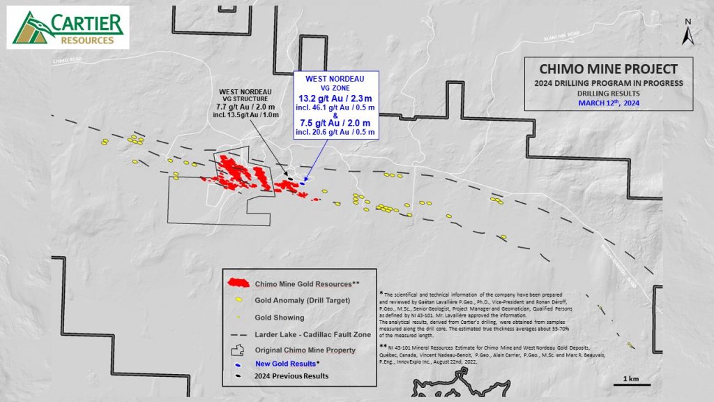 Cartier Resources (tsxv:ecr) Reports High Grade Gold Intersections At Chimo Mine Project