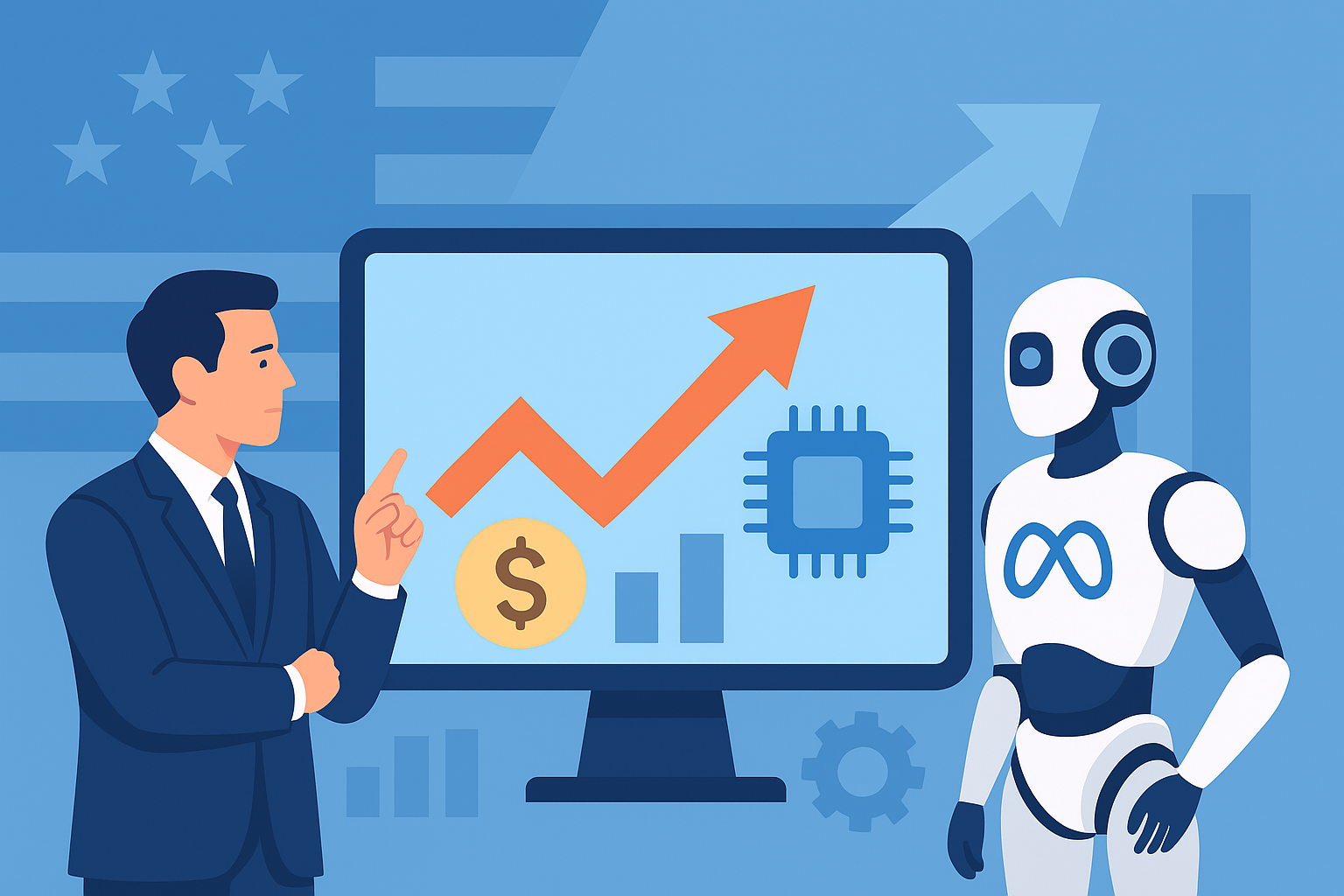 olic digital illustration of government support for Intel and U.S. semiconductor industry growth.