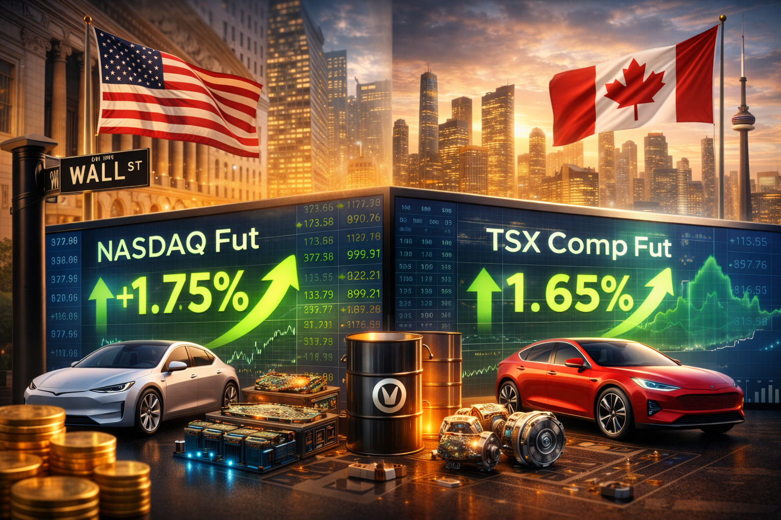 Wall Street and TSX Futures Climb on Earnings Strength and Improving Trade Sentiment