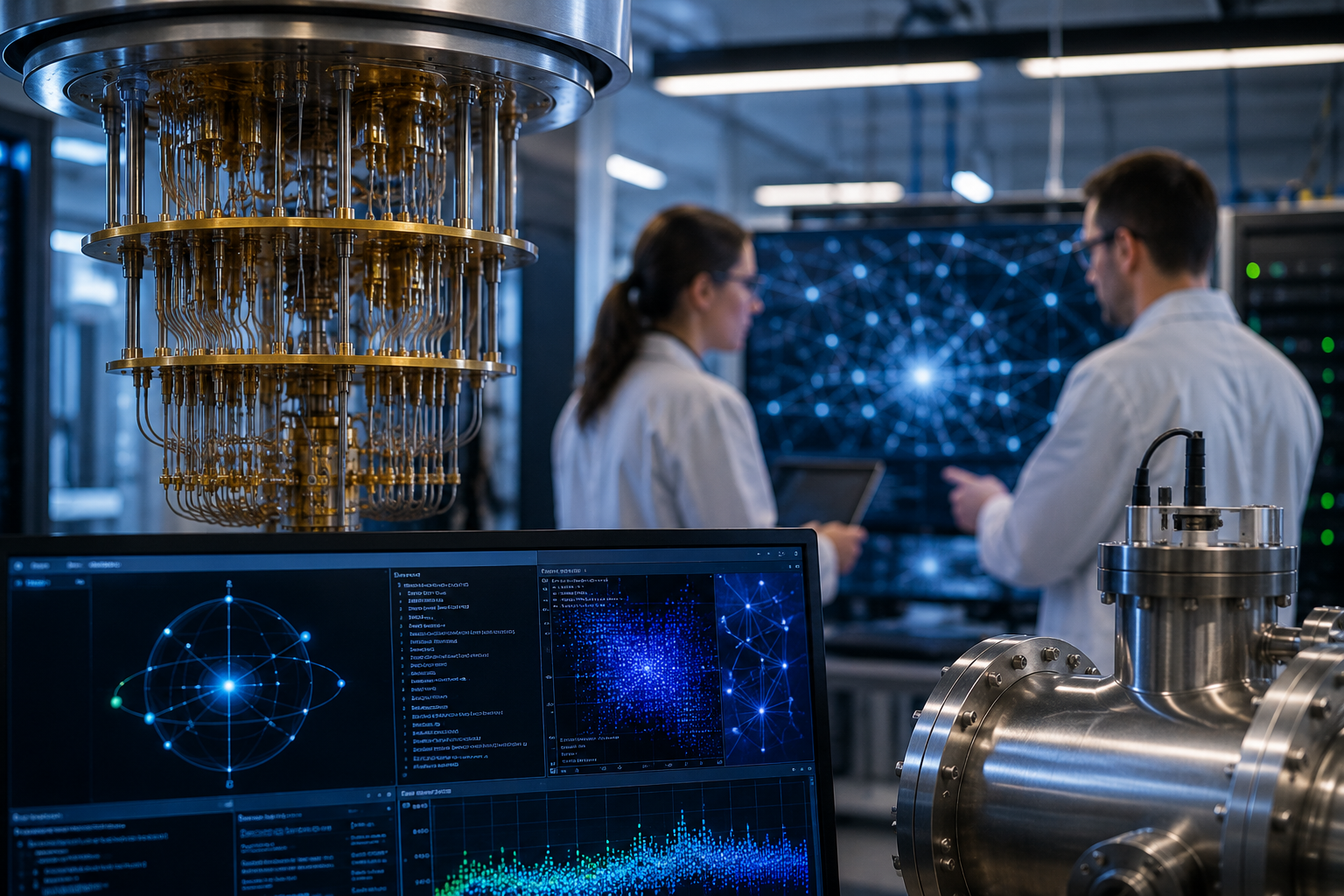 ChatGPT Image Jun 4, 2026, 06 02 3Quantum computing laboratory with cryogenic hardware, researchers and glowing data visualizations.7 PM