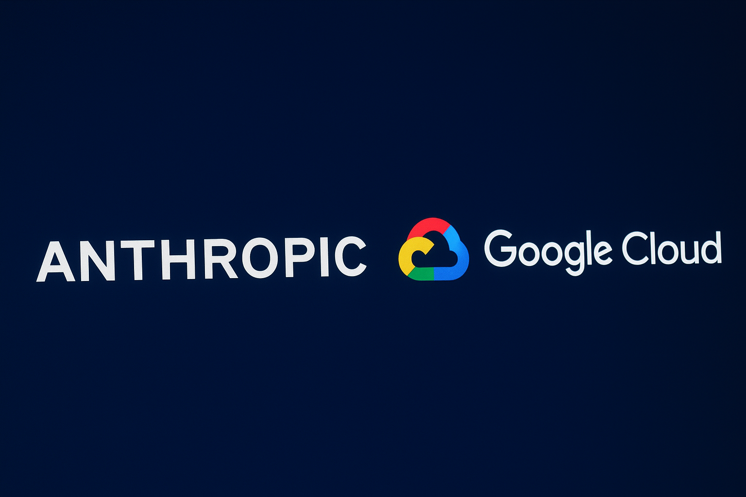 Data center racks illuminated with blue and orange lighting representing Anthropic and Google Cloud partnership on AI infrastructure.