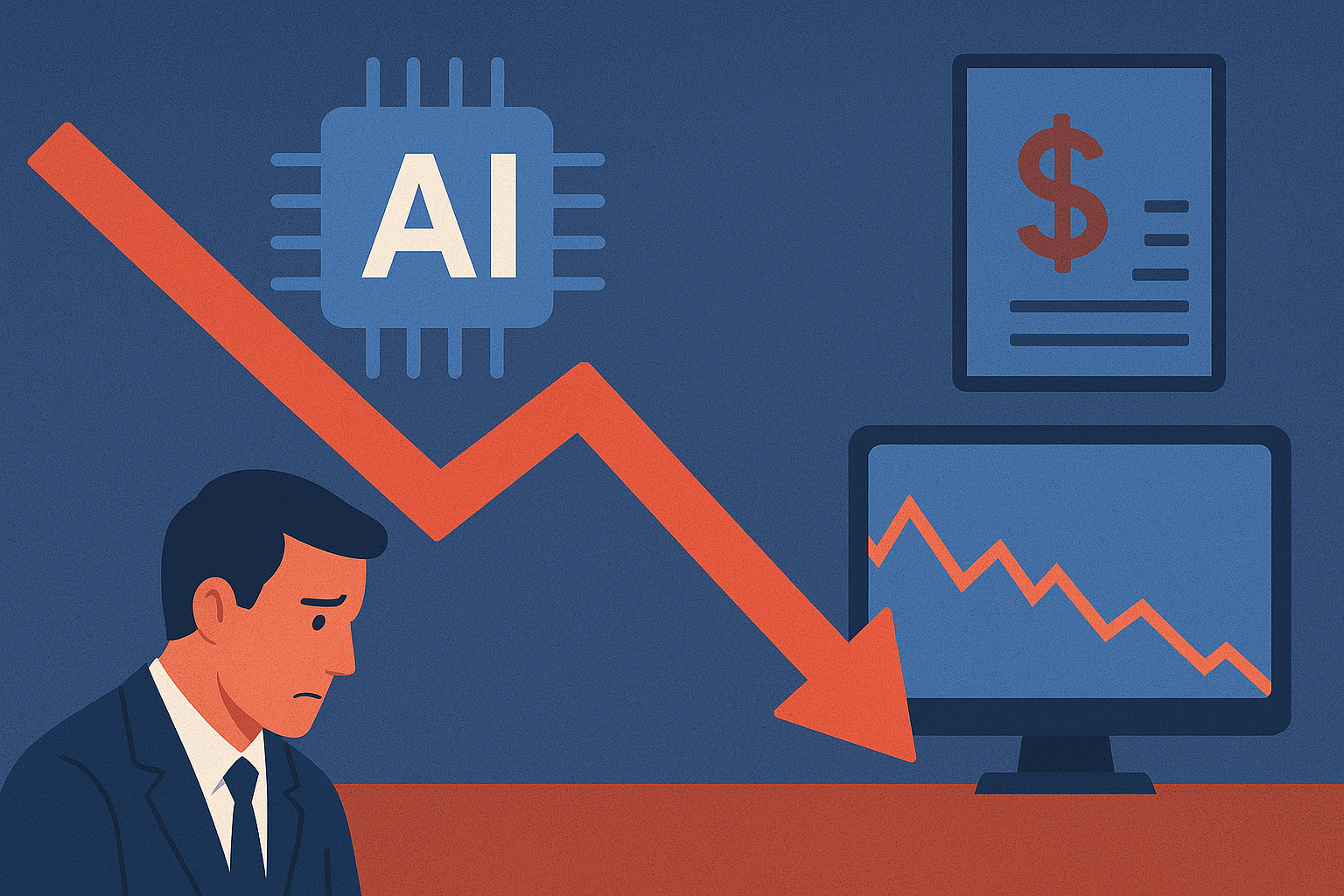 Abstract illustration of stock market charts, metallic textures, and symbolic government icons blended together.