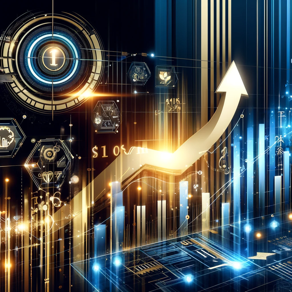 Dall·e 2024 12 02 12.48.23 A Professional And Dynamic Image Symbolizing Financial Success And Innovation. The Composition Features A Sleek Upward Trending Financial Chart Overla