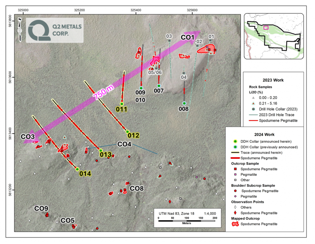 Q2 Metals (tsxv:qtwo) Expands Lithium Mineralization To 750 Meters At Cisco Property In James Bay, Quebec