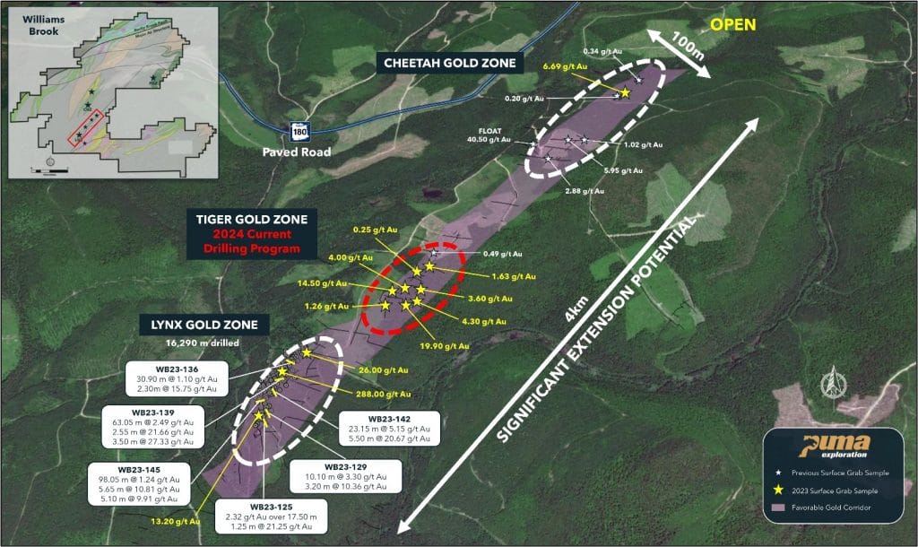 Puma Exploration (tsxv:puma) Expands Drilling Program, Reports Intercepts Of Widespread Alteration With Vg At Tiger Gold Zone, And Reports High Grade Gold Results