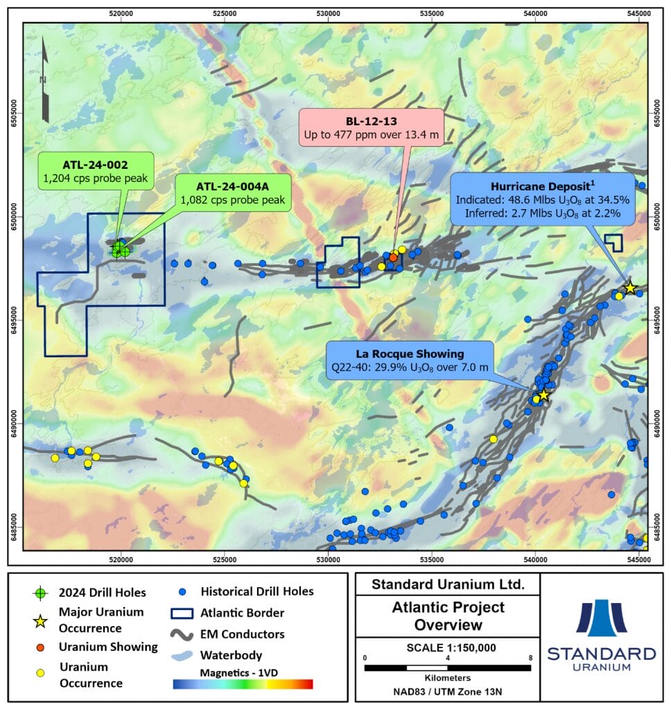 Standard Uranium (tsxv:stnd) Completes First Drilling Phase At Atlantic Project, Detects Anomalous Radioactivity